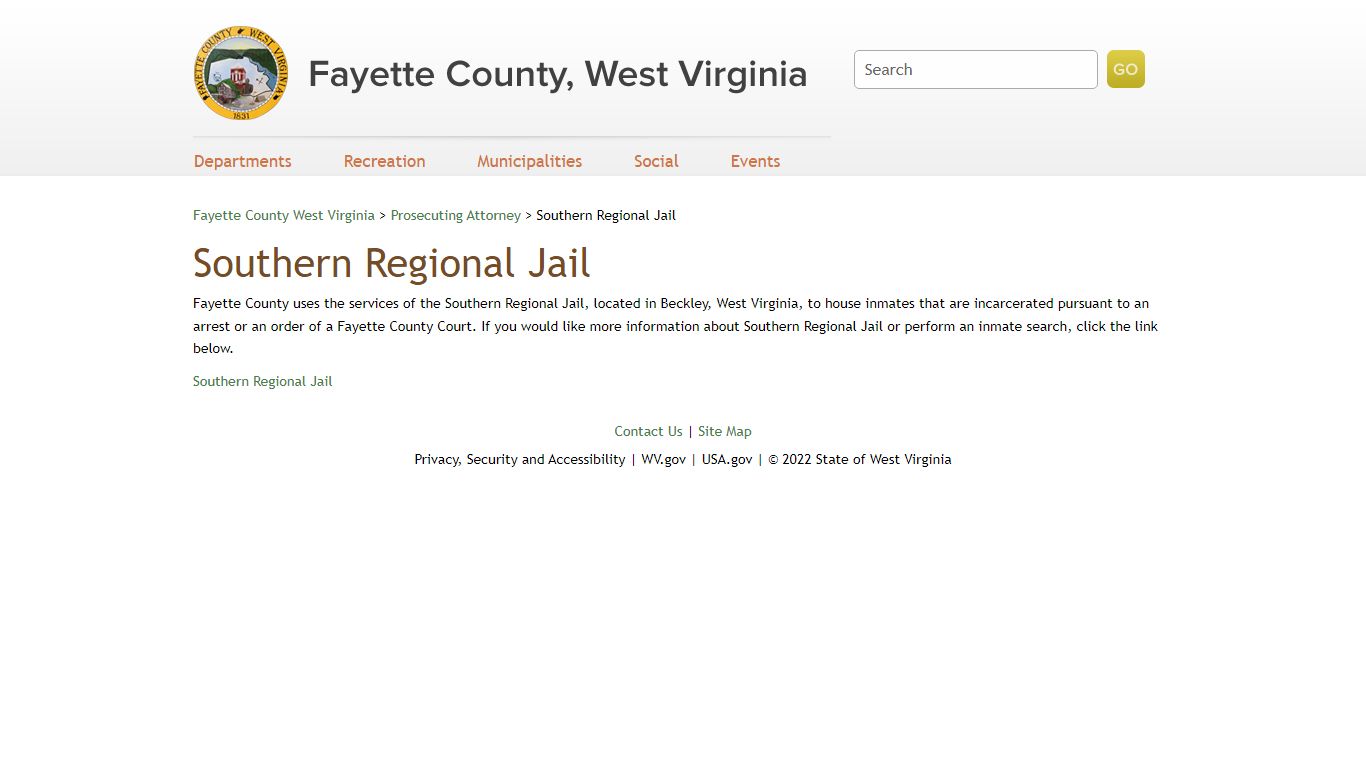 Southern Regional Jail - Fayette County, West Virginia
